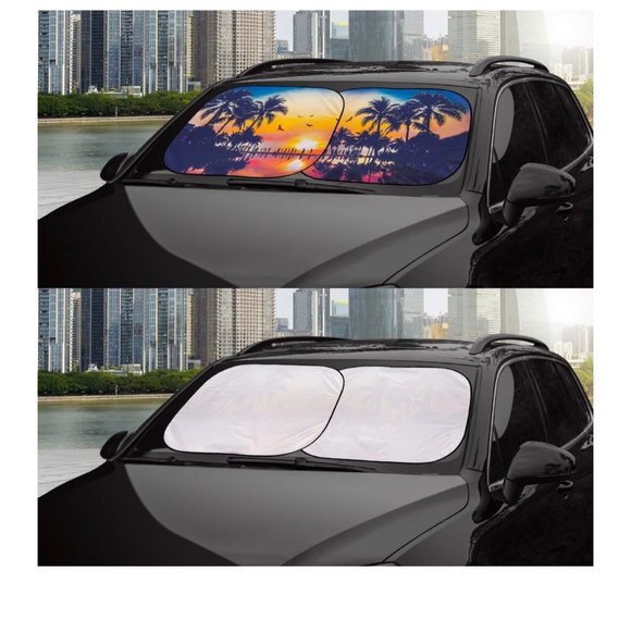 Auto Drive 2 Piece Universal Fit Most Vehicles Windshield Sun Shade, 31.5" x 38" - Picture 6 of 6